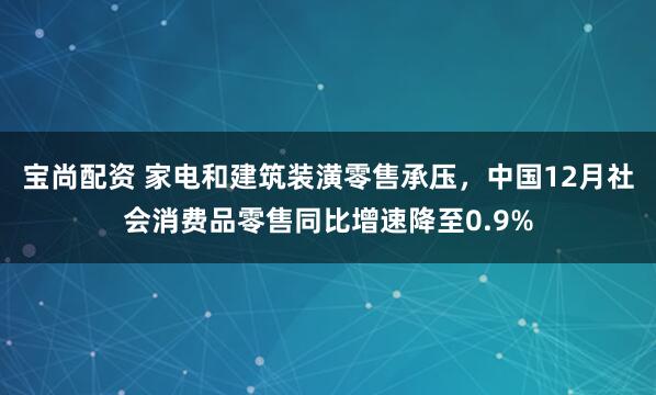 宝尚配资 家电和建筑装潢零售承压，中国12月社会消费品零售同比增速降至0.9%